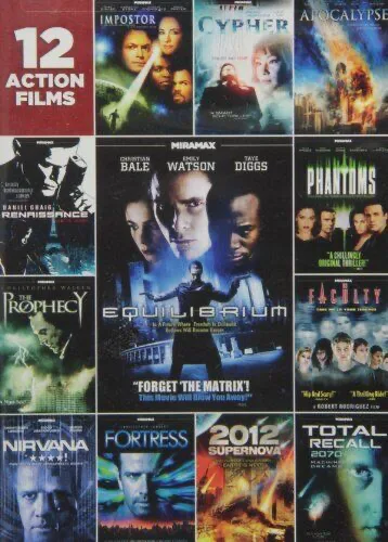 12-Film Action Pack: Renaissance / Equilibrium / Total Recall 2070 / Fortress / Faculty / Phantoms / Cypher / Nirvana / ...